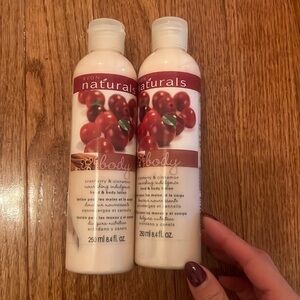 Never Opened Avon Naturals Cranberry & Cinnamon Hand & Body Lotion Set of 2